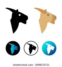 Flat Goat Head Icon Illustration