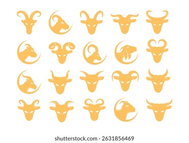 Flat Goat Logo Element Set