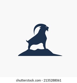 flat goat silhouette vector logo