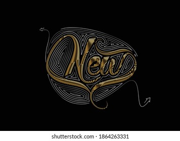 Flat Gold art New Text Vector Design Element.