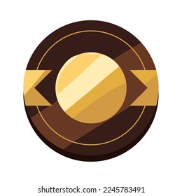 flat gold bright shield over white