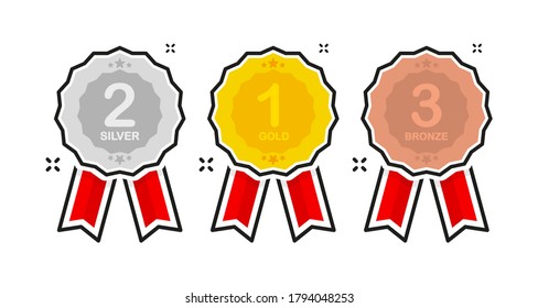 Flat gold icon. 3d vector. Achievement badge. Premium quality. Flat design. Golden metal number. Vector illustration.