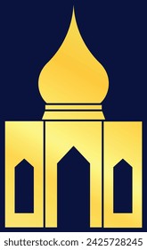 Flat gold Muslim mosque element clipart for culture religion spirituality tradition illustration design
