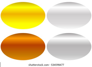 Flat gold, silver, bronze badge, award icons. Vector illustration.