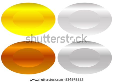 Flat gold, silver, bronze badge, award icons. Vector illustration.