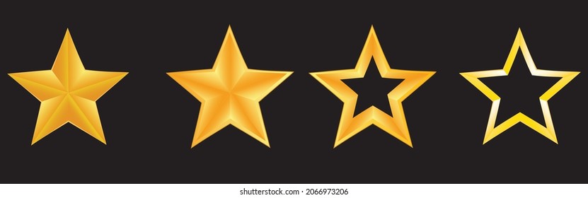 Icono de clasificación plana de 4 estrellas dorado aislado en un fondo negro. archivo vectorial EPS10
