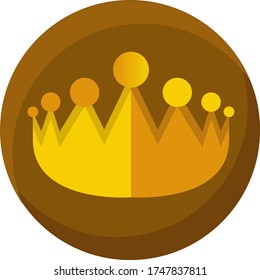 Flat Golden Crown Icon in Vector Logo