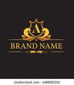 flat golden elegant logo template