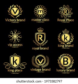 Flat golden elegant logo template