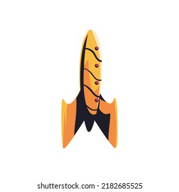 flat golden rocket over white