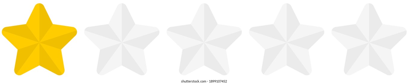 Símbolo plano redondeado de 1 estrella aislado sobre un fondo blanco. Ilustración vectorial.