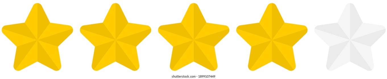 Flat golden rounded 4 star rating symbol isolated on a white background. Vector illustration.