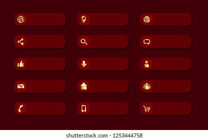 Flat Golden Web Design elements, buttons, icons. Templates for website. Vector. EPS 10