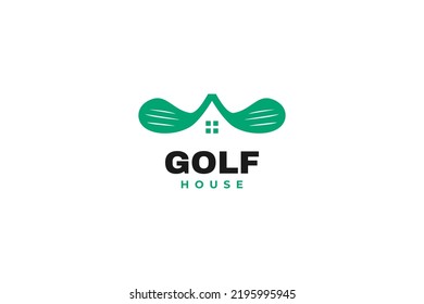 Icono del logotipo de la casa de golf plana