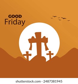 Flat good friday event card banner template design