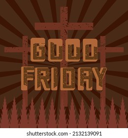 flat good friday illustration with 3d word art