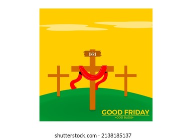 Ilustración plana de Viernes Santo con vector libre de cruces