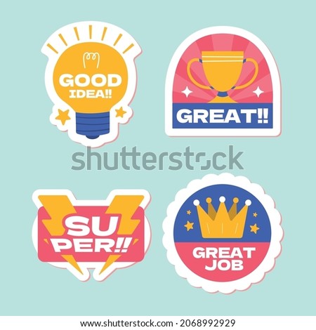 flat good job stickers label