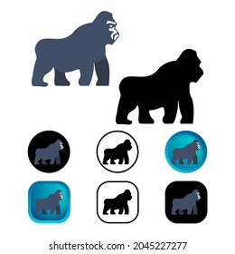 Colección de iconos de animales de gorila plana