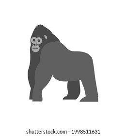 Flat gorilla isolated on white background