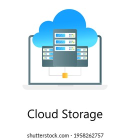 Flat gradient conceptual icon of cloud storage, data center with cloud 