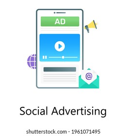 A flat gradient conceptual icon of social advertising 