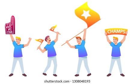 Flat gradient graphic character of sport fans.