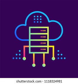 Flat gradient icon Cloud computing. Data computing and internet technology icon. Suitable for infographics, websites, print media and interfaces