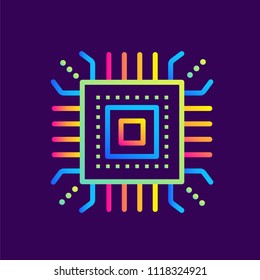 Flat gradient icon CPU, hardware. Cloud computing and internet technology icon. Suitable for infographics, websites, print media and interfaces