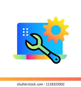 Flat gradient icon Data maintenance. Cloud computing and internet technology icon. Suitable for infographics, websites, print media and interfaces