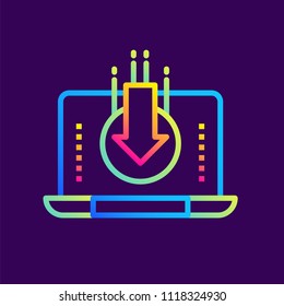 Flat gradient icon File download. Cloud computing and internet technology icon. Suitable for infographics, websites, print media and interfaces