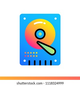 Flat gradient icon Hard drive. Cloud computing and internet technology icon. Suitable for infographics, websites, print media and interfaces