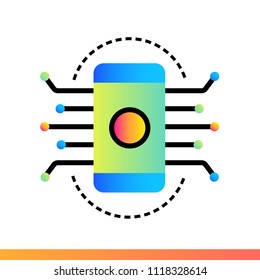 Flat gradient icon Mobile technology. Data computing and internet technology icon. Suitable for infographics, websites, print media and interfaces