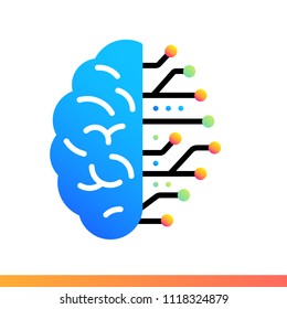 Flat gradient icon Neural network. Cloud computing and internet technology icon. Suitable for infographics, websites, print media and interfaces