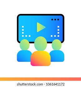 Flat gradient icon Online lecture. Online education, e-learning. Suitable for print, interface, web, presentation