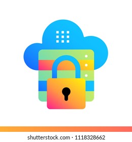Flat gradient icon Secure connection. Data computing and internet technology icon. Suitable for infographics, websites, print media and interfaces