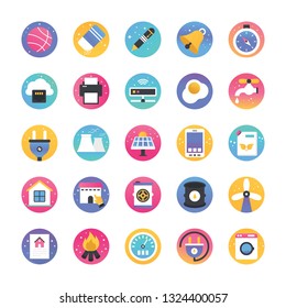 Flat Gradient Icons Of Technology 