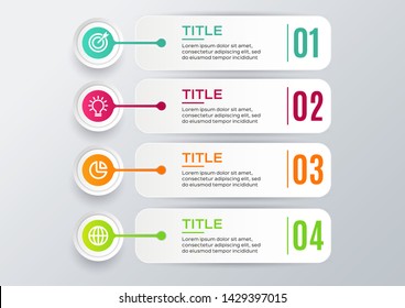Flat gradient infographic with steps. Business concept with 4 options, steps or processes