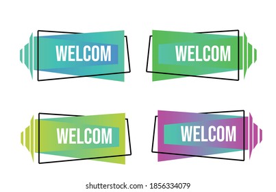banners de venta de degradado plano. Formas de color vectorial modernas para logotipo, etiqueta, marco de título descuento, promoción. 