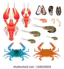 Flat Gradient Sea Food Concept isoleted on white