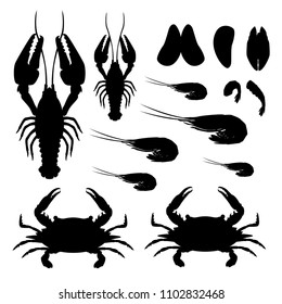 Flat Gradient Sea Food silhouette Concept isoleted on white..