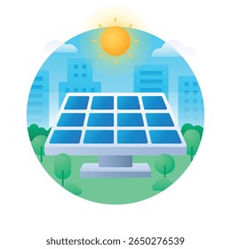 Ilustración de paneles solares de gradiente plano