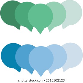 Flat Gradient Style Speech Bubble Icons — Green and Blue Chat Symbol Set