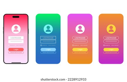 Flat Gradient UI - Login interface for smartphones