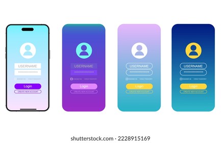 Flat Gradient UI - Login interface for smartphones