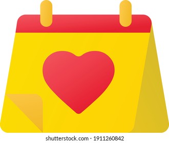 Flat gradient valentine , anniversary  calendar icon