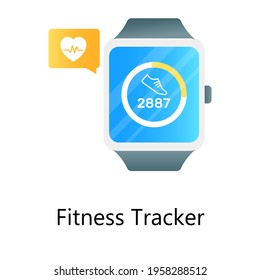 Flat gradient vector of fitness tracker, walking monitoring 
