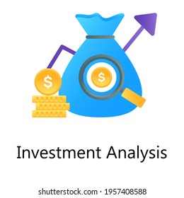 Flat gradient vector of investment analysis, financial growth 