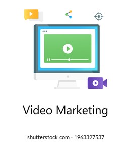 A flat gradient vector of video marketing 