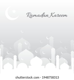 Flat gradient white and grey ramadan kareem background